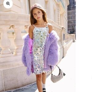 Girls Silver Stardust Paillette Dress